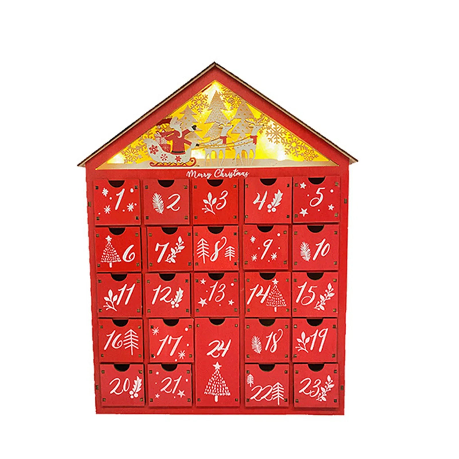 LumiWood – adventskalender med LED & 24 rum julepynt