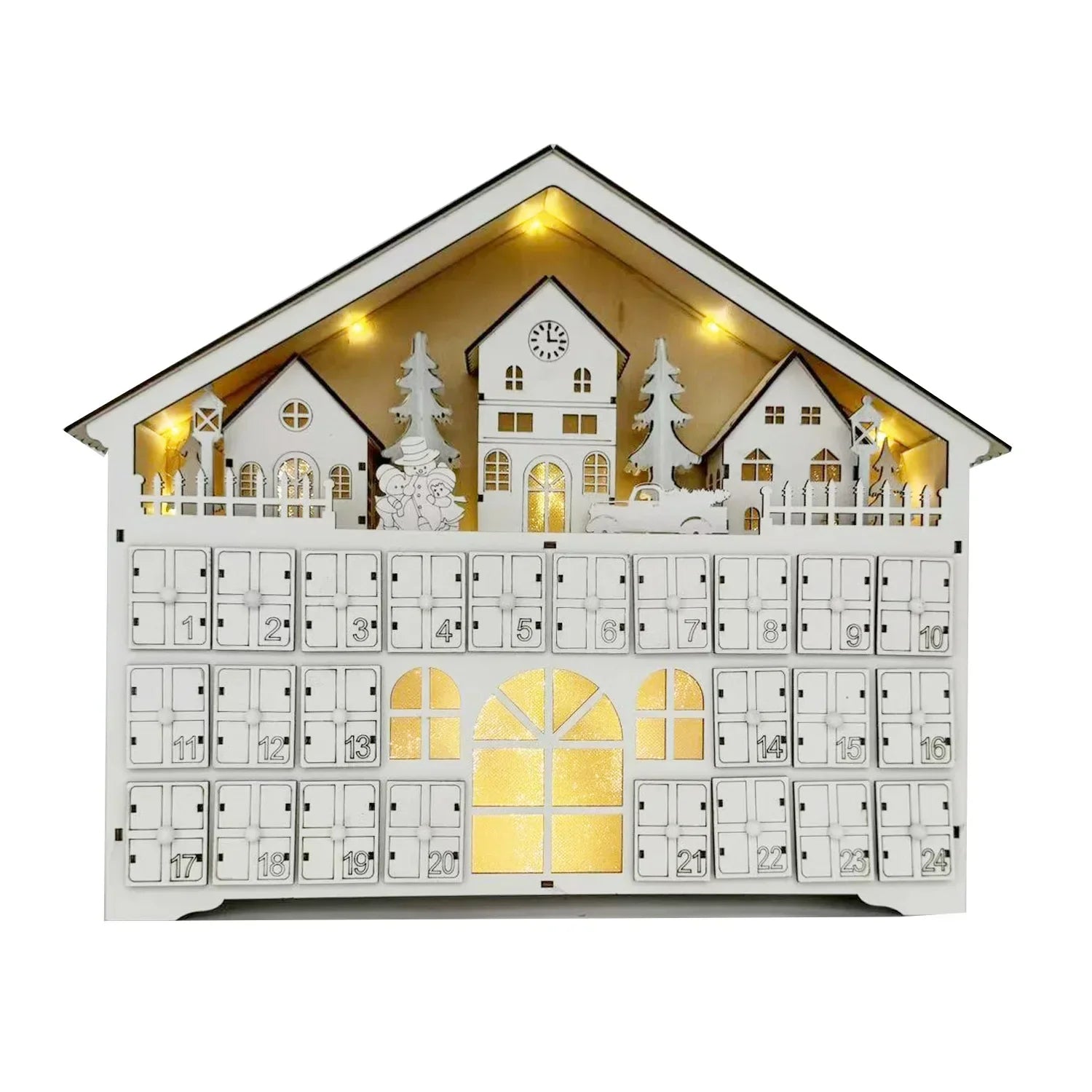 LumiWood – adventskalender med LED & 24 rum julepynt