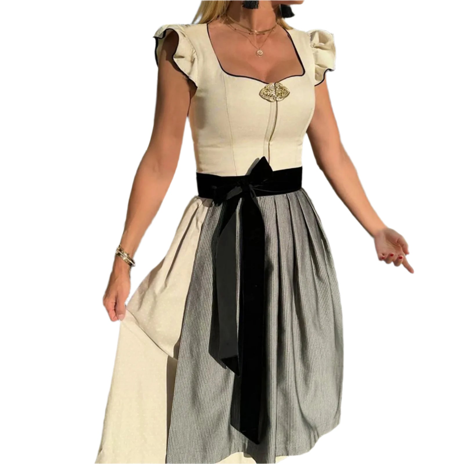 Alpenherz – Dirndl Baumwolle Weiß mit Schürze – Damen für Feste