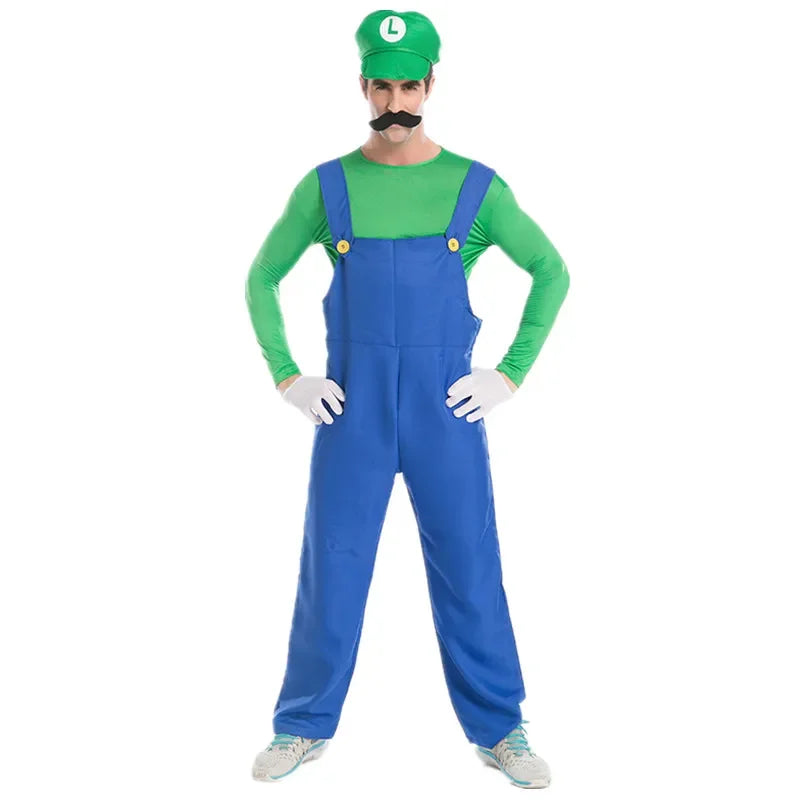 PixelPlay Grüner Klempner Kostüm – Cosplay-Outfit mit Hut & Handschuhen