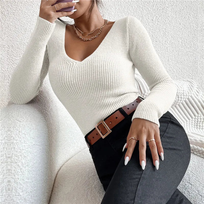 Damen Strickpullover mit V-Ausschnitt - Duffy