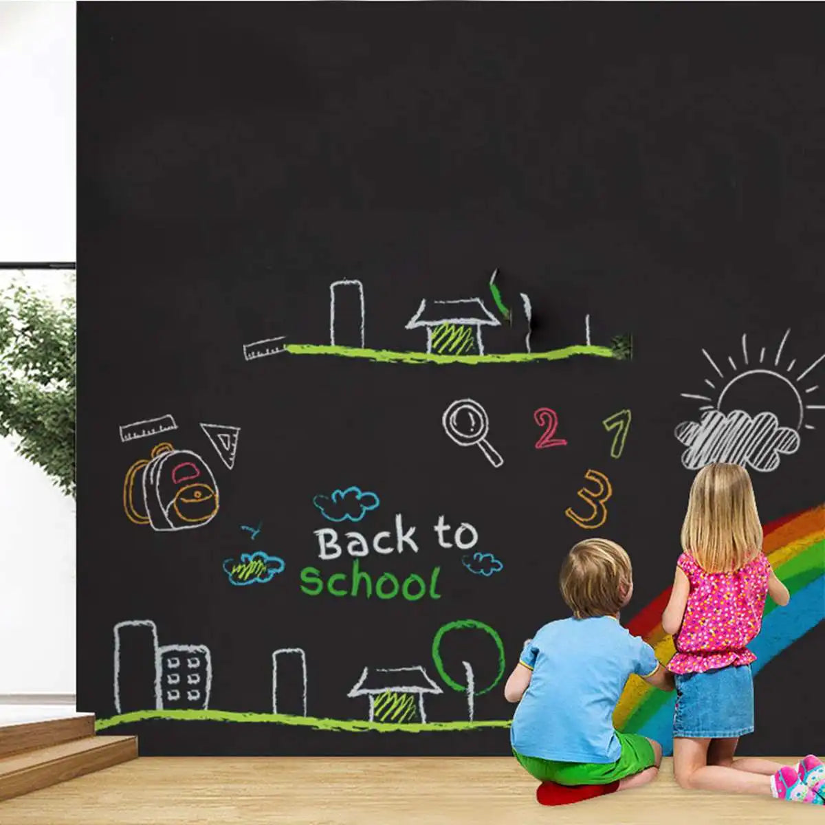 Ensemble tableau magnétique mural pour enfants 45x100 cm, amovible et autocollant