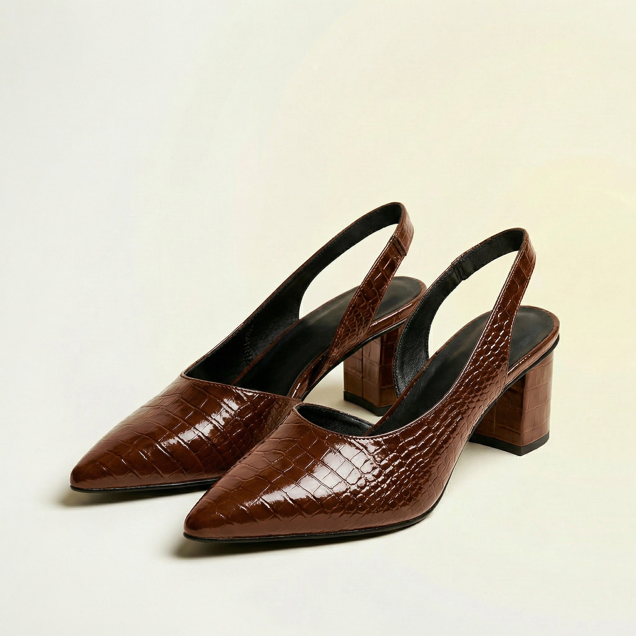 Slingback Pumps – Croco-Optik, Bequemer Absatz & Eleganter Look