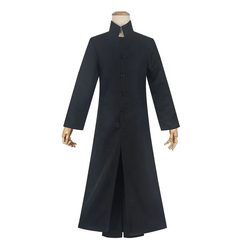 DarkMorph Schwarzer Trenchcoat – Herren Cosplay Kostüm für Halloween