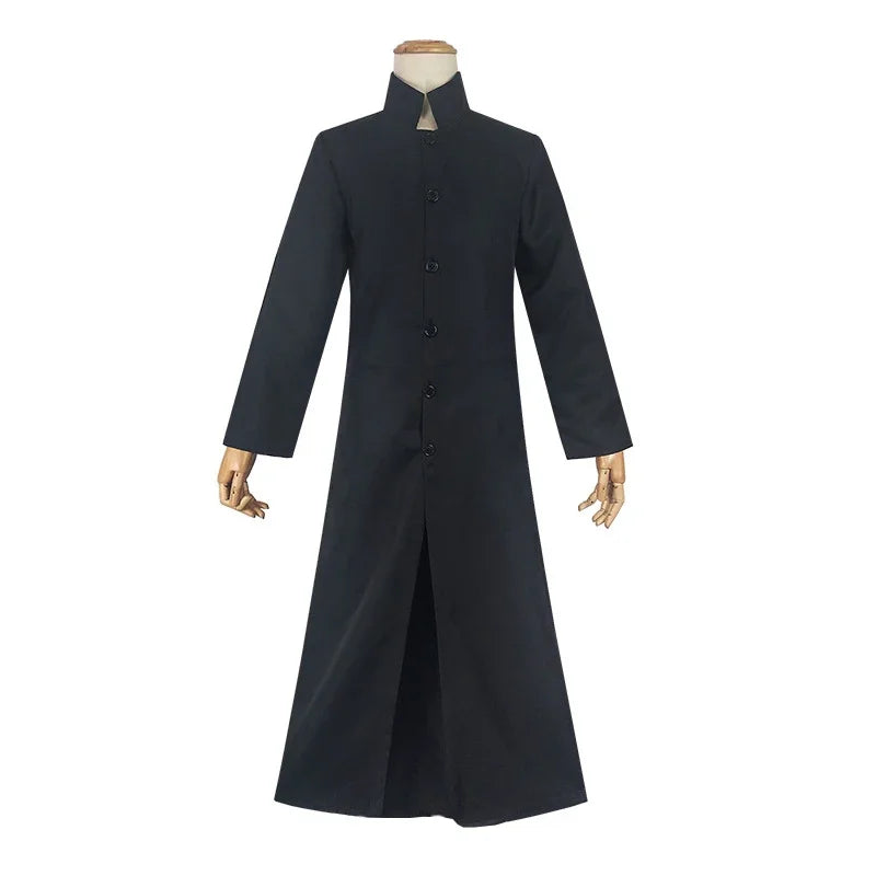 DarkMorph Schwarzer Trenchcoat – Herren Cosplay Kostüm für Halloween