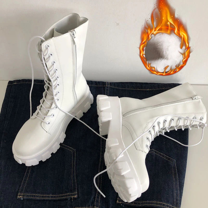 Mavi – Stivali Mid-Cal da donna con piattaforma sportiva e fodera calda
