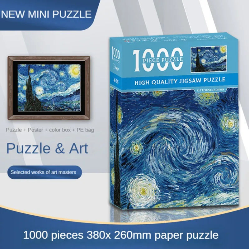 MaxRenard – Mini-puzzel 1000 stukjes Van Gogh De Sterrennacht 1