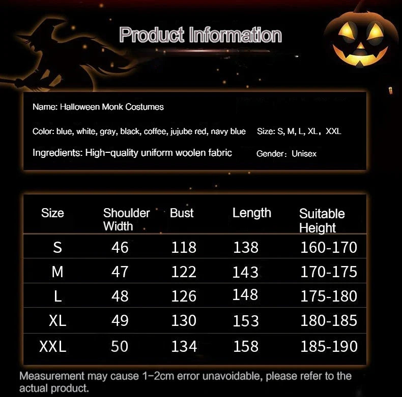 DarkHollow – Mittelalterliche Mönchskutte mit Kapuze – Unisex Halloween Kostüm