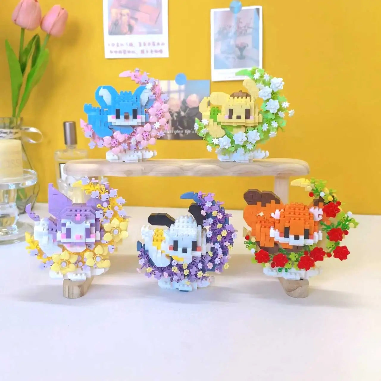 BrickiPlay – Mini Kæledyr Byggesten Model Panda & Vaskebjørn – Børn fra 6 år