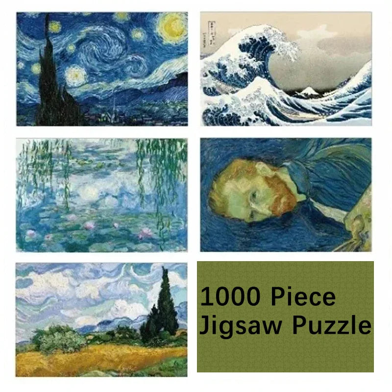Minipuzzel 1000 stukjes Van Gogh Sterrennacht voor volwassenen, milieuvriendelijk papier 1