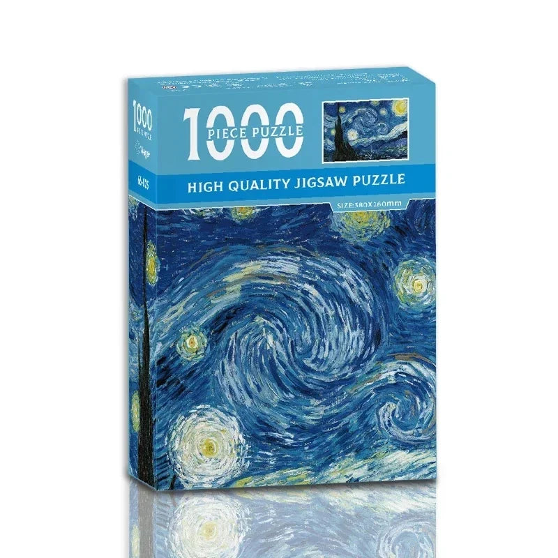 Minipuzzel 1000 stukjes Van Gogh Sterrennacht voor volwassenen, milieuvriendelijk papier 8