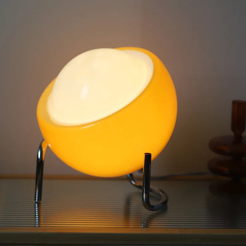 LumiArte – Lampada da tavolo Bauhaus in vetro 21x25 cm con luce LED