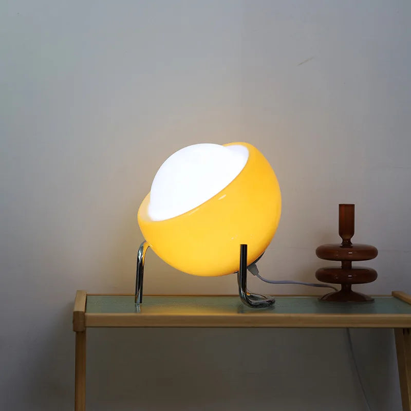 LumiArte – Lampada da tavolo Bauhaus in vetro 21x25 cm con luce LED