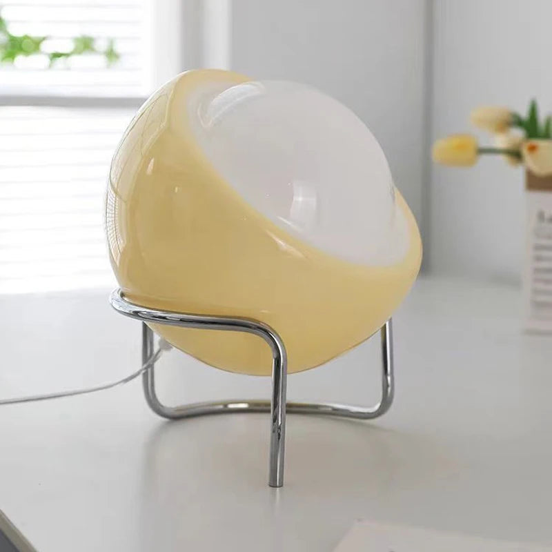 LumiArte – Lampada da tavolo Bauhaus in vetro 21x25 cm con luce LED