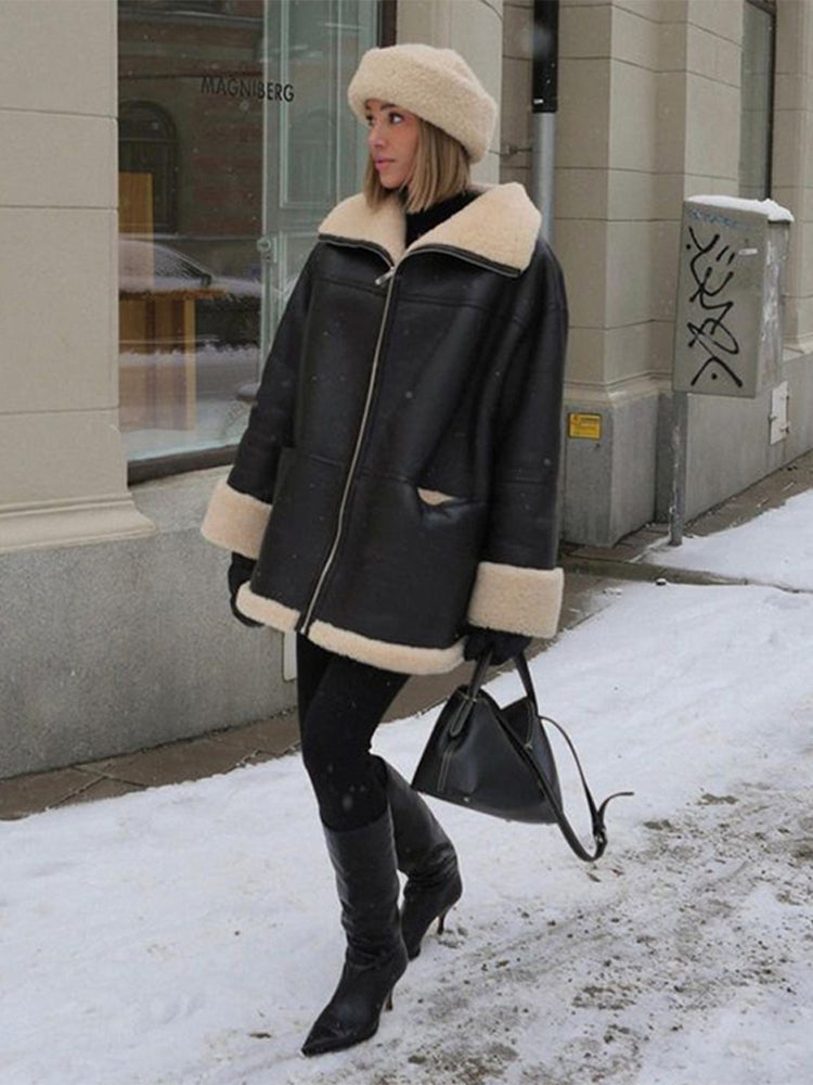 Alexis | Warmer Mantel mit Pelzbesatz