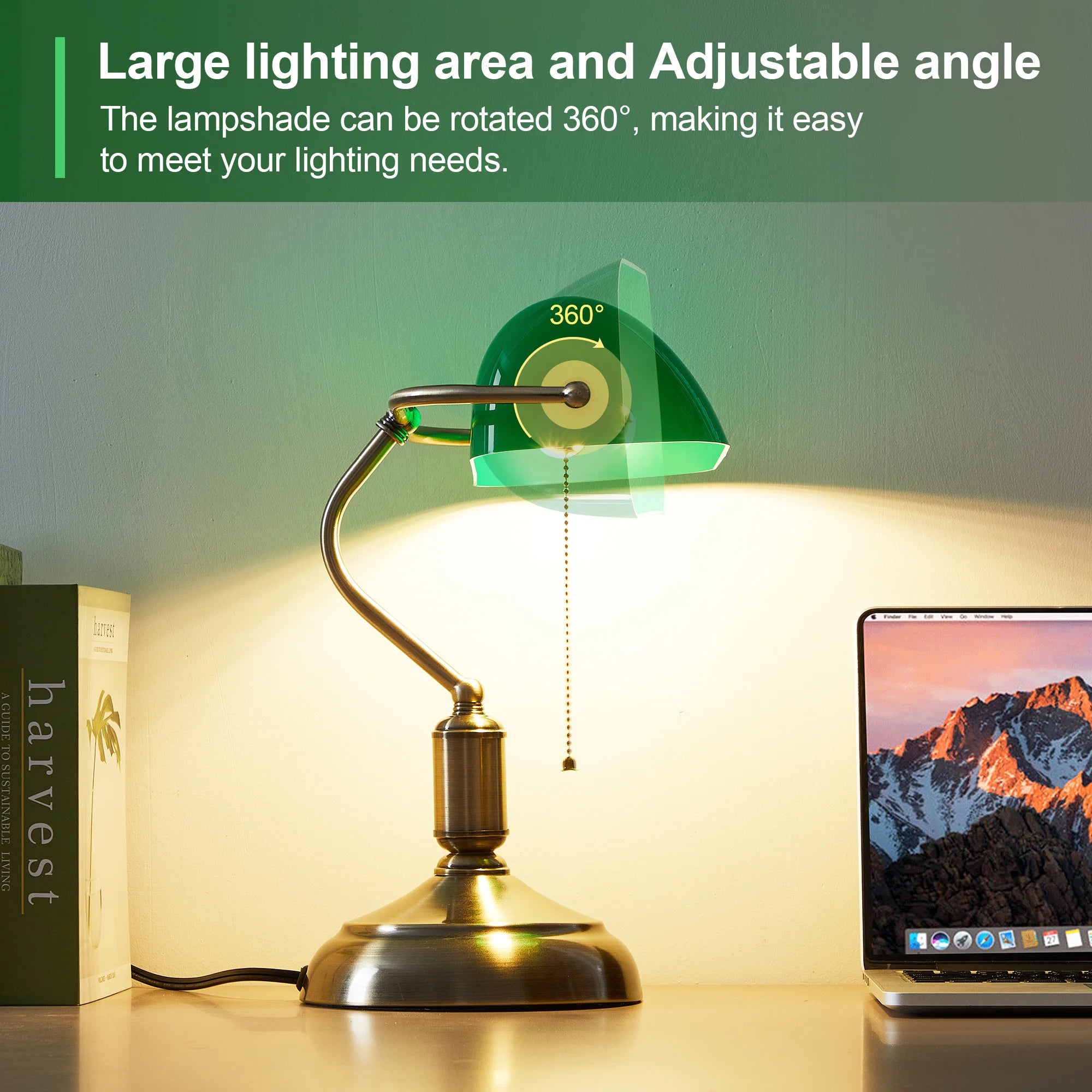 LumiBank – Moderne Banker-Schreibtischlampe mit 3 Lichtfarben & Drehschirm