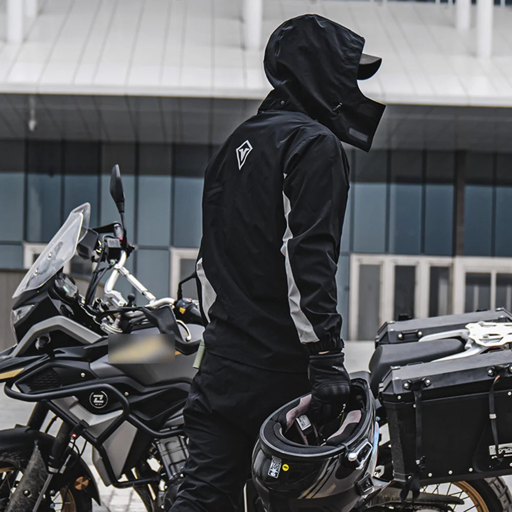 Combinaison de pluie pour moto pour hommes et femmes, 100% étanche, légère et respirante