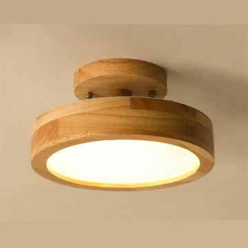 LumiNord – Lampada da soffitto rotonda in legno stile scandinavo – Luce calda 12W