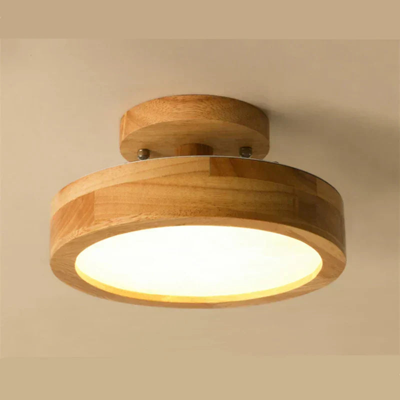 LumiNord – Lampada da soffitto rotonda in legno stile scandinavo – Luce calda 12W
