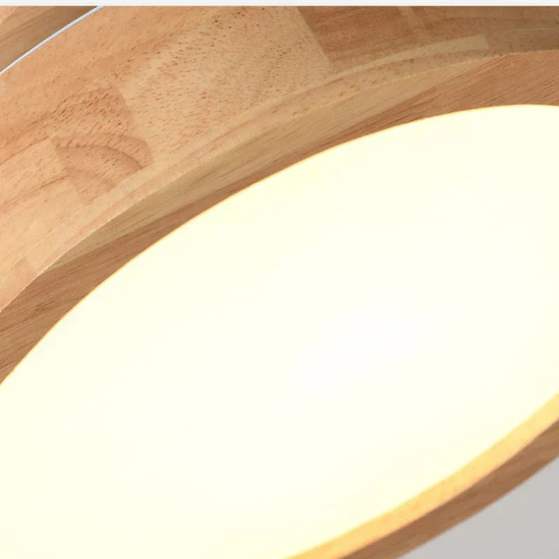 LumiNord – Lampada da soffitto rotonda in legno stile scandinavo – Luce calda 12W