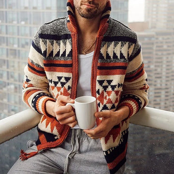Strickjacke mit Tribal-Muster und Reißverschluss - Nikos