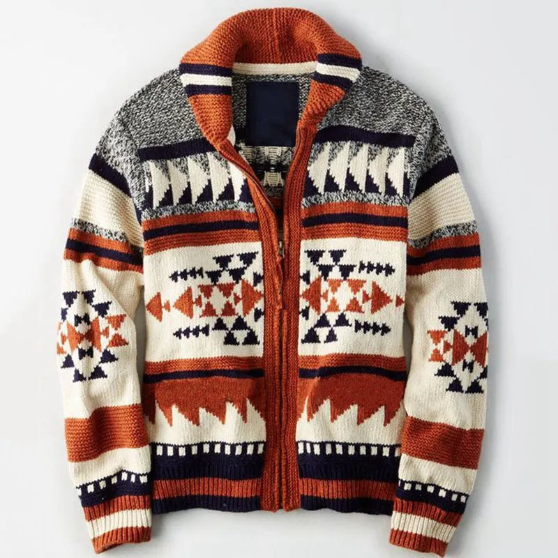 Strickjacke mit Tribal-Muster und Reißverschluss - Nikos