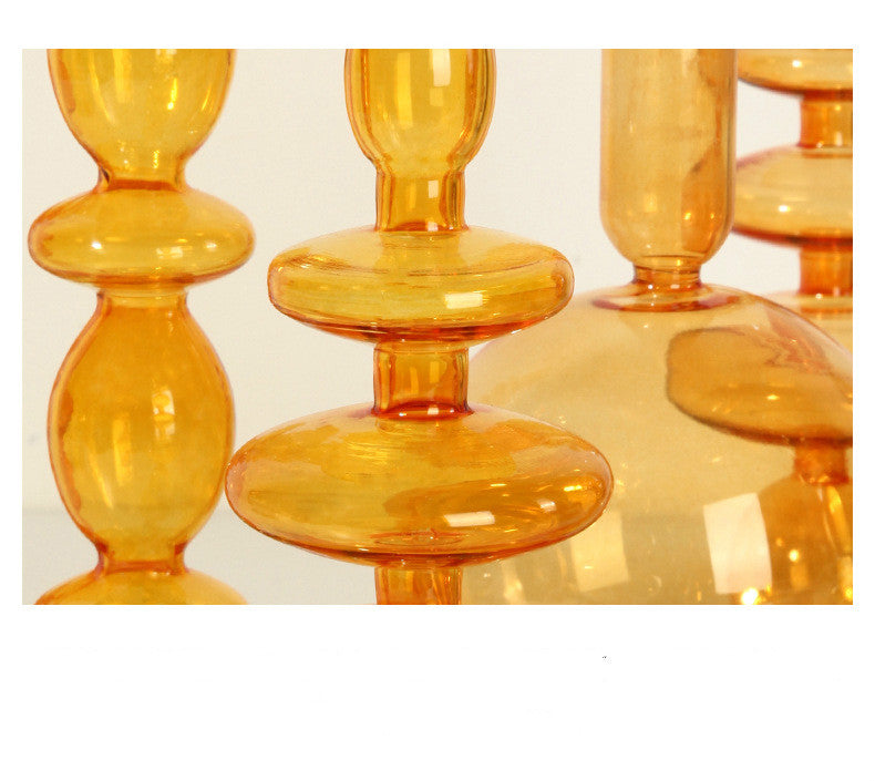 Porte-bougies en verre soufflé orange