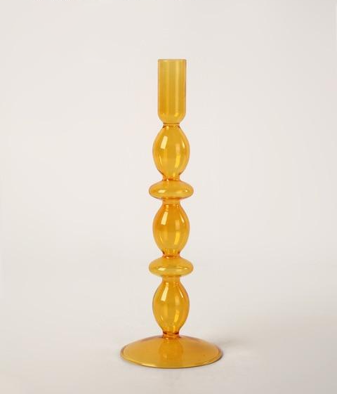 Porte-bougies en verre soufflé orange