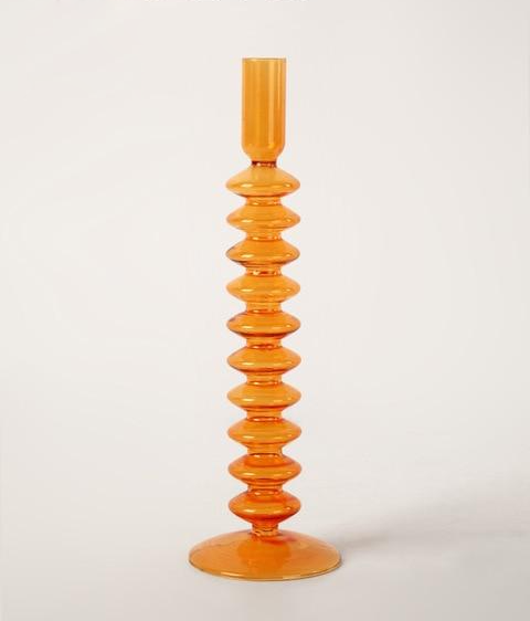 Porte-bougies en verre soufflé orange
