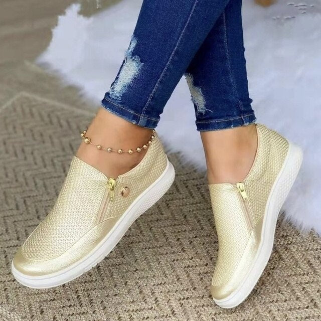 Damen-Komfortschuhe mit Struktur & Reißverschluss – Frühling/Sommer