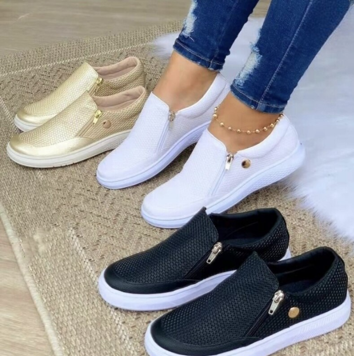 Damen-Komfortschuhe mit Struktur & Reißverschluss – Frühling/Sommer