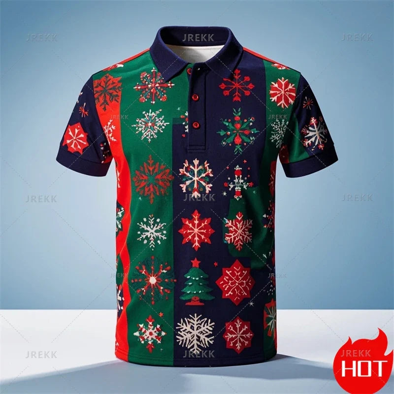 Poloshirt met 3D kerstman print voor mannen 6