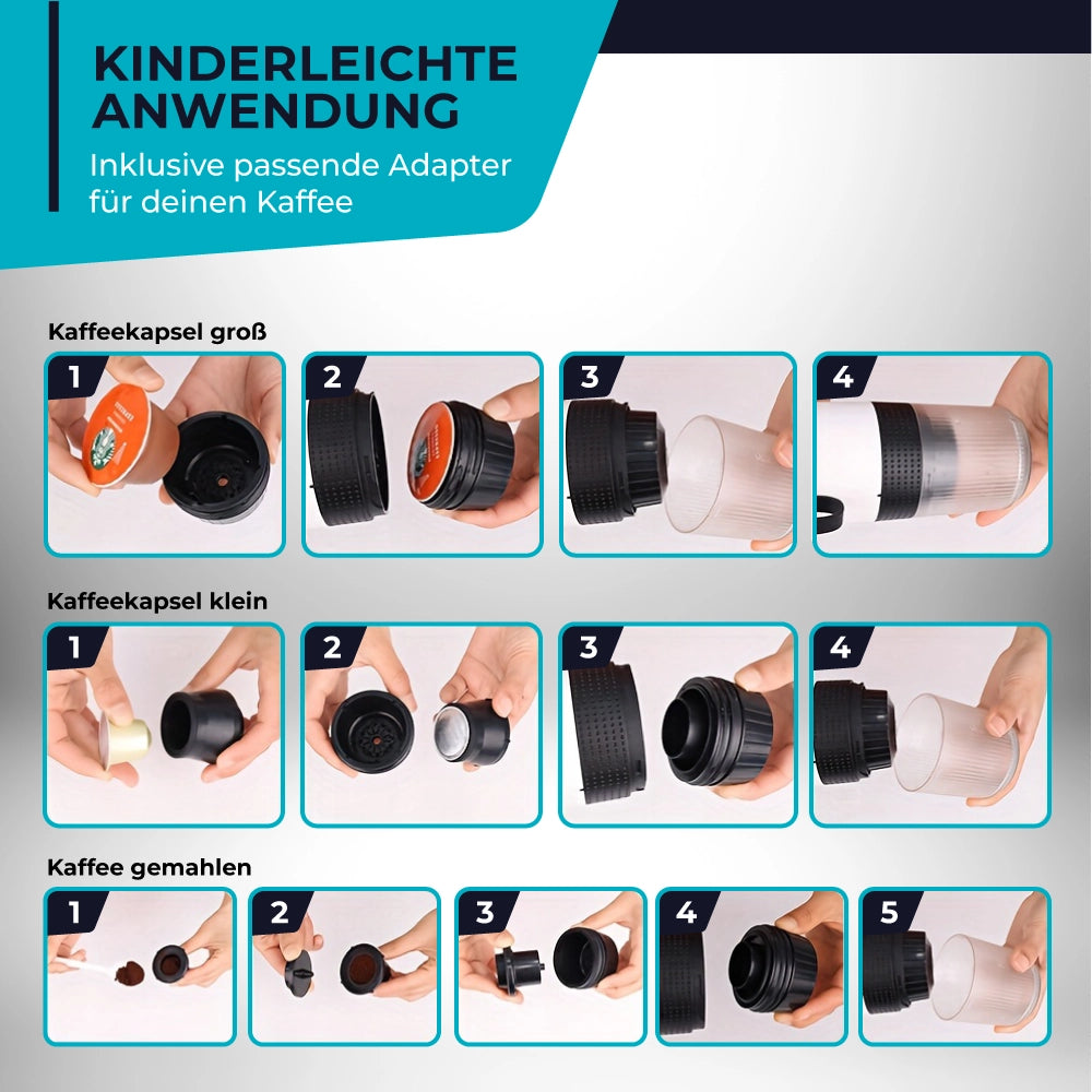 Portable Kaffeemaschine - perfekter Kaffee für unterwegs