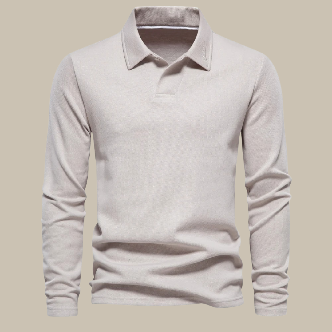 Stilfuld langærmet basis-poloshirt til mænd - Flavian
