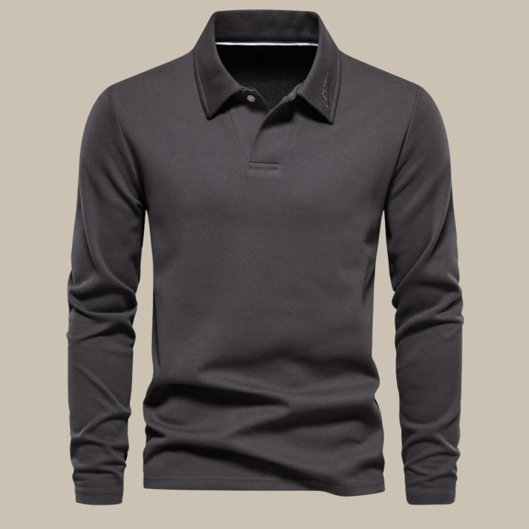 Stilfuld langærmet basis-poloshirt til mænd - Flavian