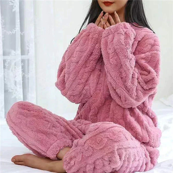 Damen Flanell-Pyjama-Set – warm, weich & stilvoll für kalte Tage
