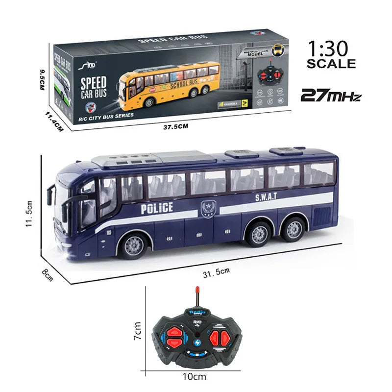 PlayDrive – RC bus legetøj til børn, ABS, rød/gul, med fjernbetjening