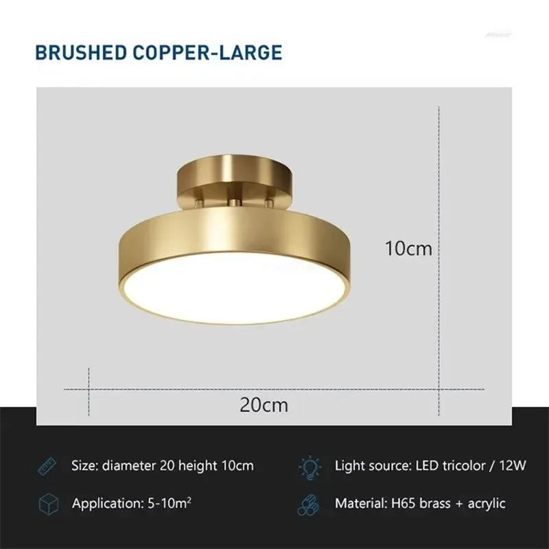 Coppera – Lampada da soffitto LED retrò in rame efficiente dal punto di vista energetico e compatta