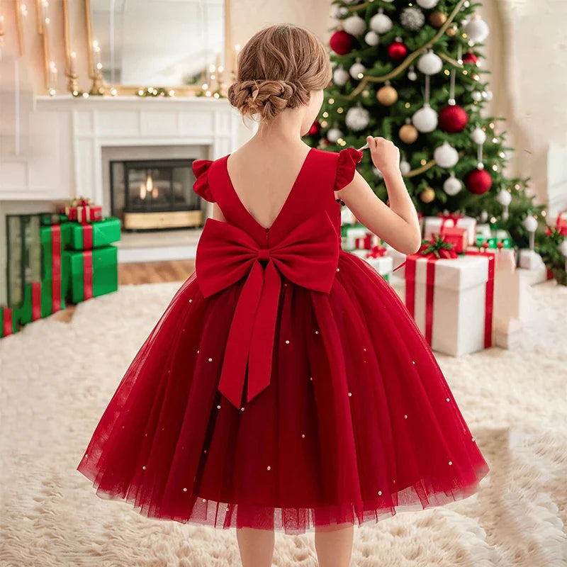 Rode Prinses Jurk Voor Peuter Meisjes 3-8 Jaar, Ideaal Voor Kerstfeesten 0