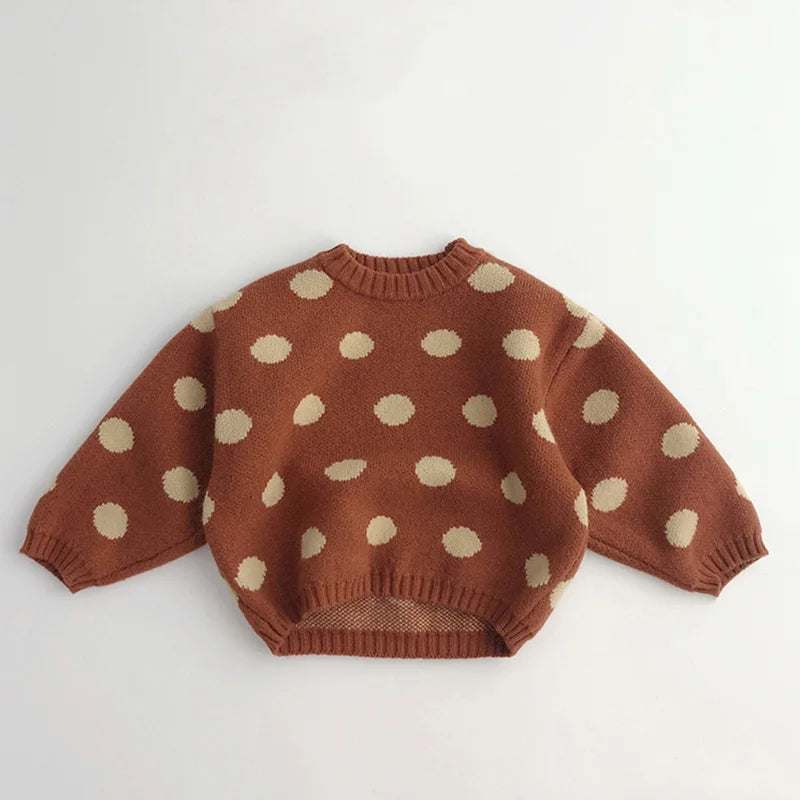 Rode gebreide babytrui voor herfst en winter 12