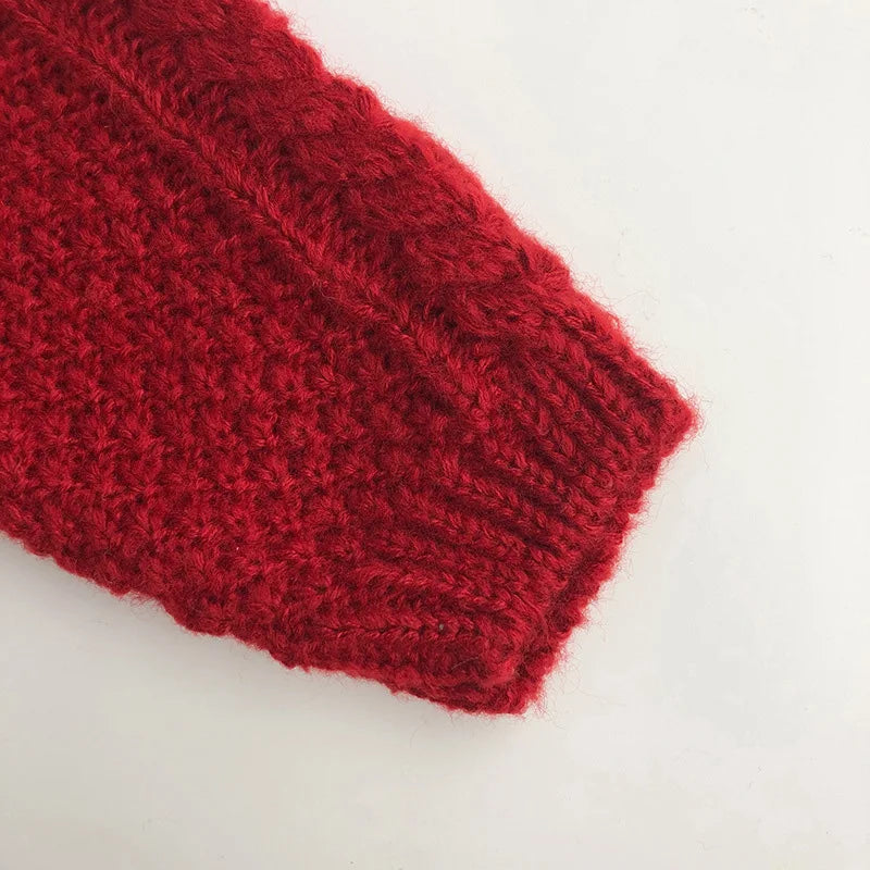 Rode gebreide babytrui voor herfst en winter 3