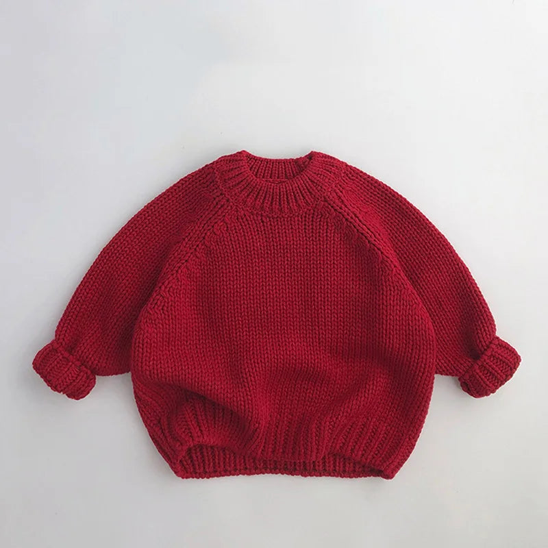 Rode gebreide babytrui voor herfst en winter 8