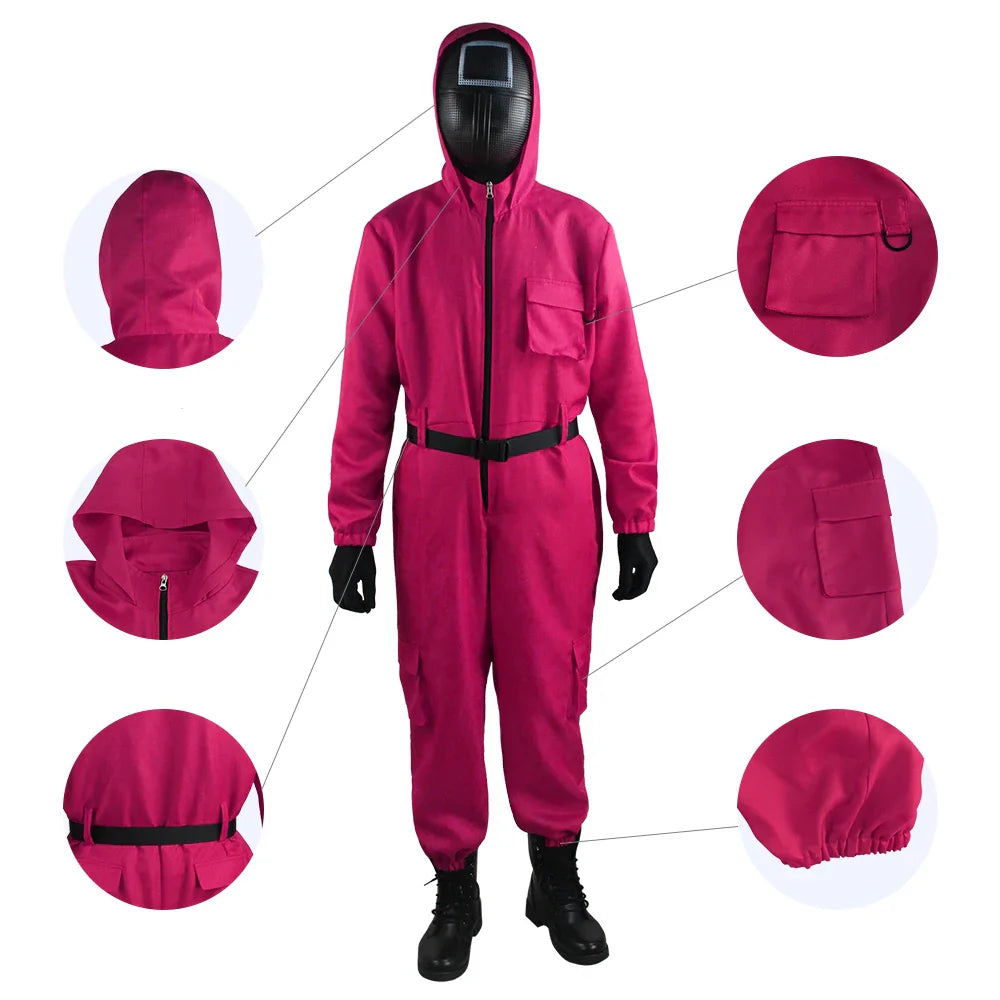 CosmoWear - Rosa Jumpsuit Kostümset mit Handschuhen für Kinder