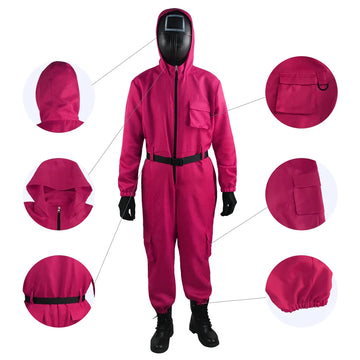CosmoWear - Rosa Jumpsuit Kostümset mit Handschuhen für Kinder