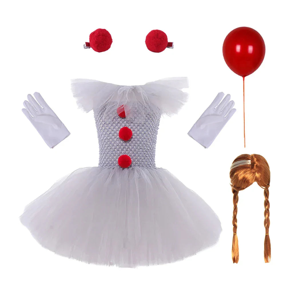 MoonCarnival – Mädchen Clown Tutu Kleid – Halloween Kostüm