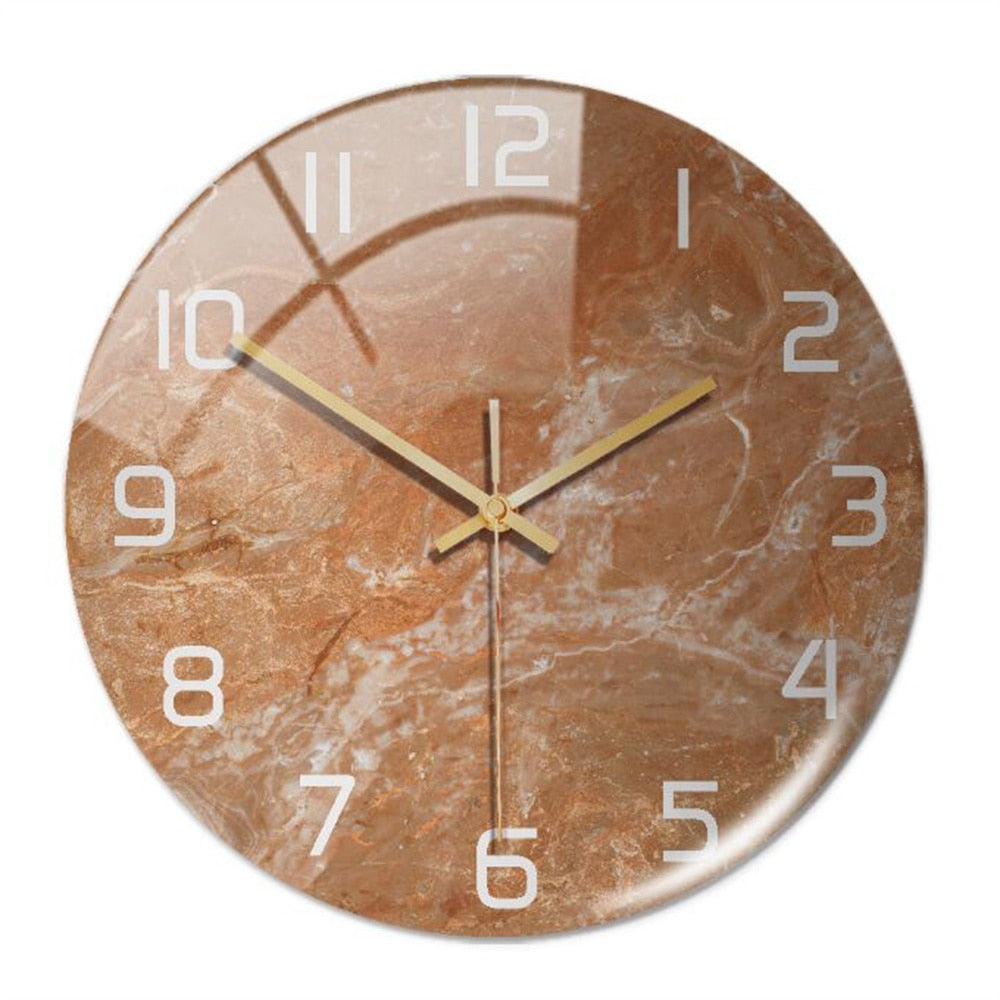 MarbleTime – Wanduhr Marmordesign – Leise Moderne Wohndekoration