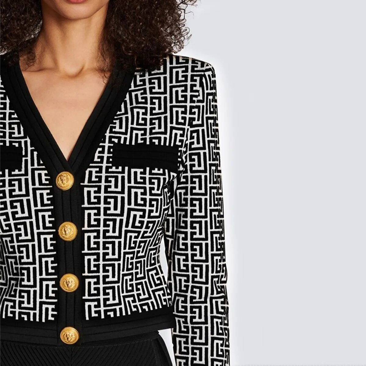 Gemusterter Blazer mit farblich abgesetztem Saum - Briar