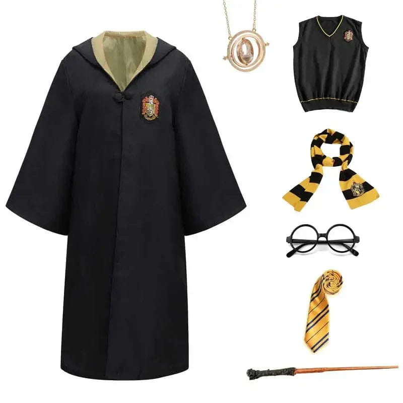WizardWay – Verkleidungsset Kinder mit Umhang, Brille, Schal und Zauberstab