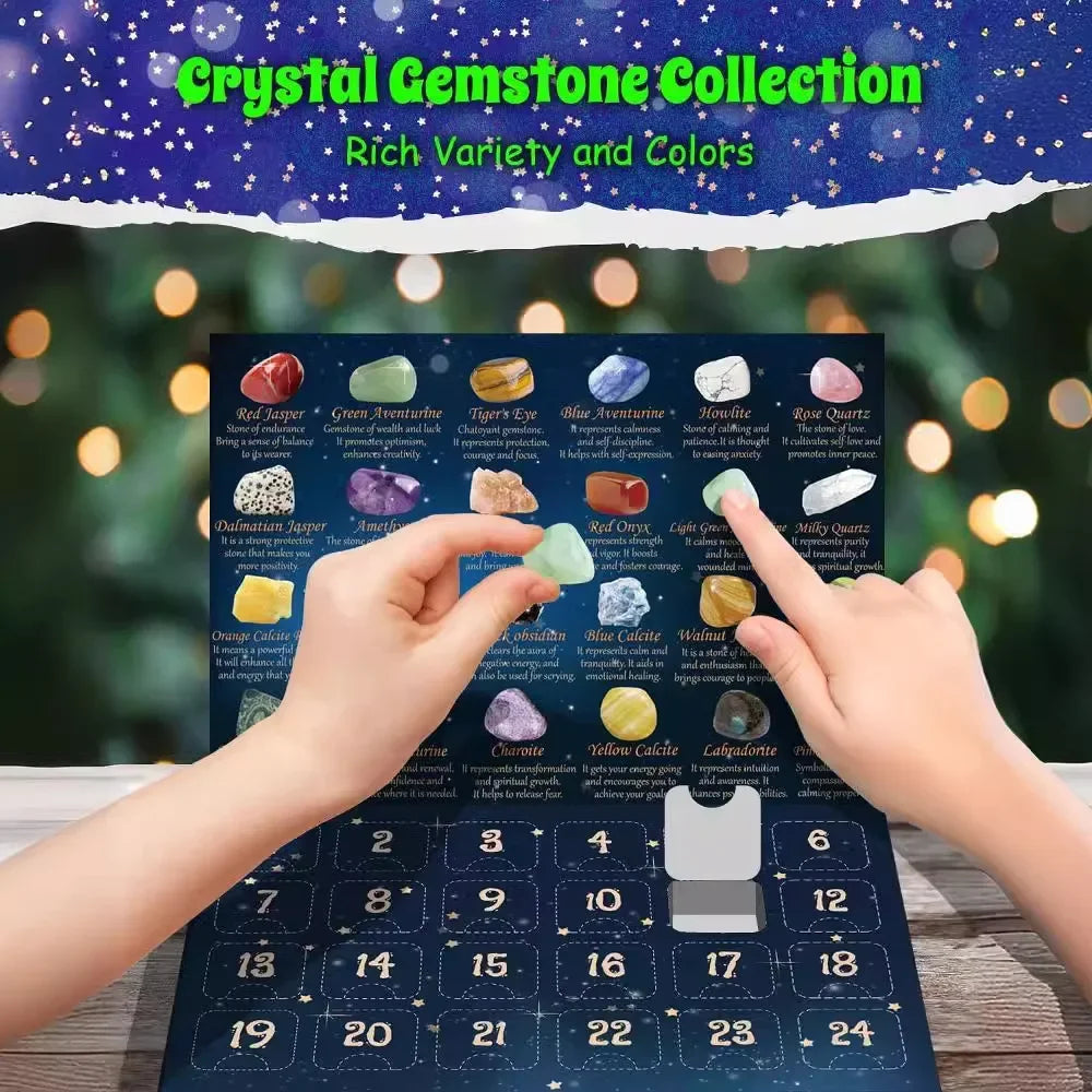 Ava – Kristall Adventskalender mit 24 Edelsteinen – Geschenk für Kinder & Sammler