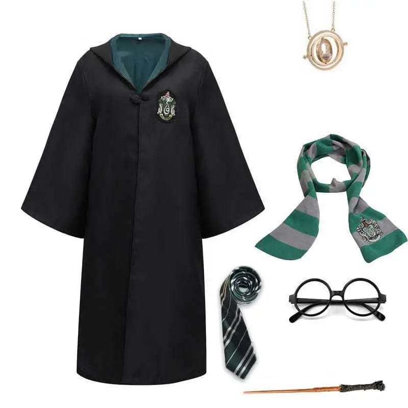 WizardWay – Verkleidungsset Kinder mit Umhang, Brille, Schal und Zauberstab